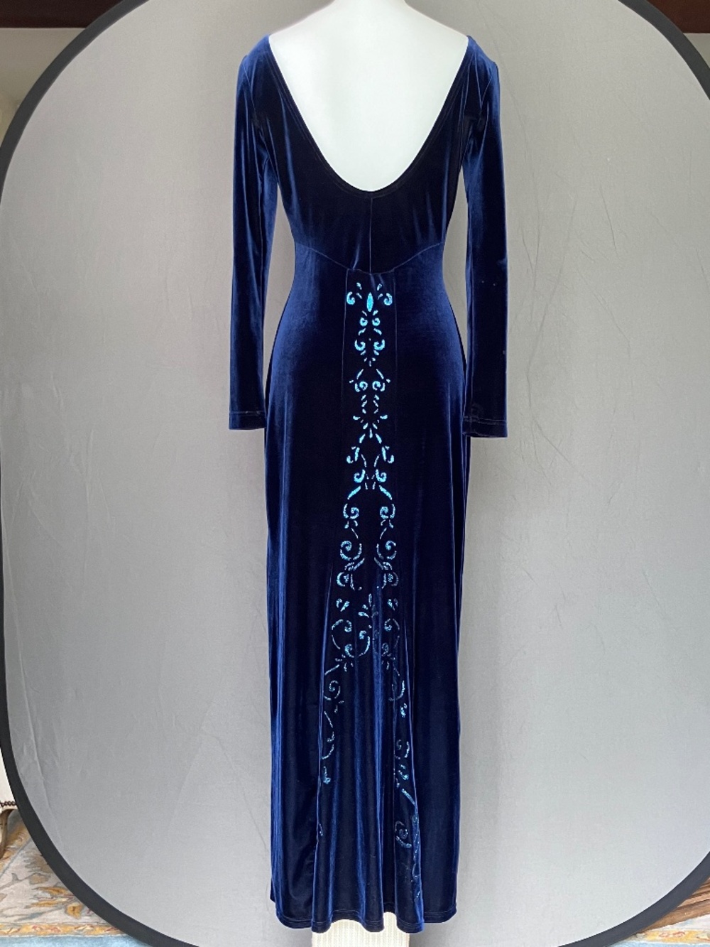 Vintage Velvet Scott McClintock backless long-sleeve dress SZ 4